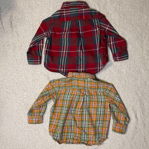 2 Pack, Ralph Lauren Toddler Plaid Button Down Size 12M Long Sleeve 100% Cotton - Picture 7 of 10